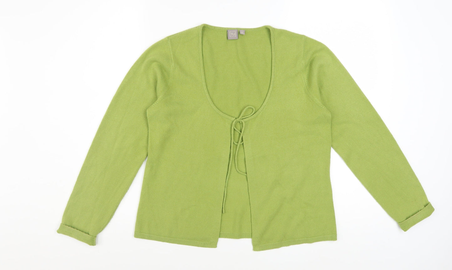 TU Women’s Green Long Sleeve Tie Front Cardigan Size 14