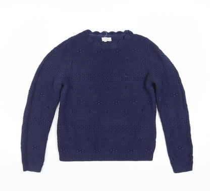 Fat Face Women's Blue Cotton Chunky Knit Jumper Size 8