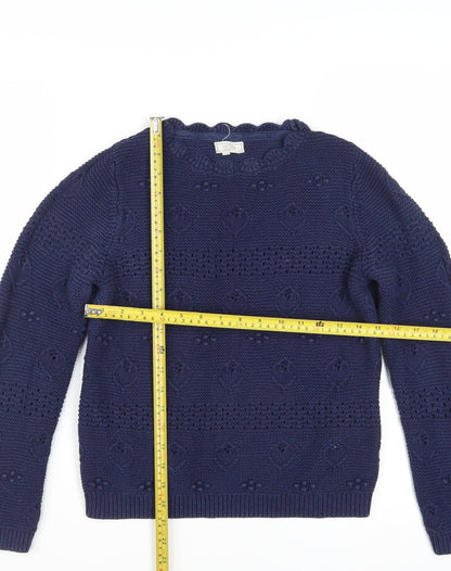 Fat Face Women's Blue Cotton Chunky Knit Jumper Size 8