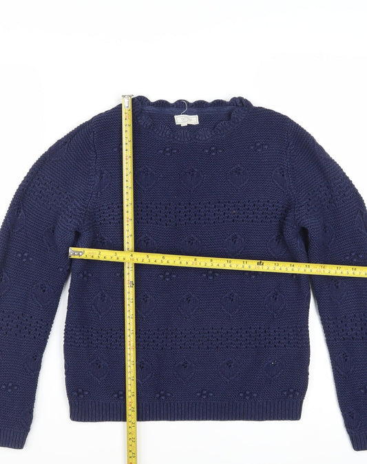 Fat Face Women's Blue Cotton Chunky Knit Jumper Size 8