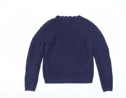 Fat Face Women's Blue Cotton Chunky Knit Jumper Size 8