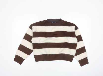 Mango Women Brown Stripe Knit Pullover Jumper XS