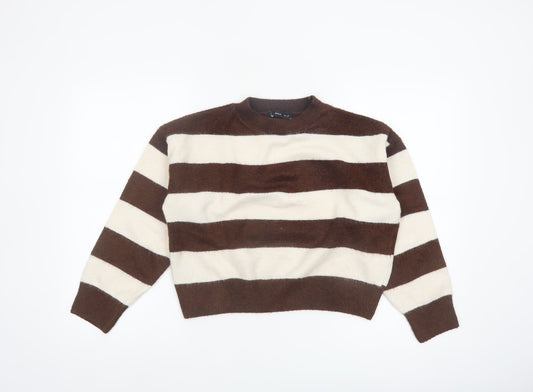 Mango Women Brown Stripe Knit Pullover Jumper XS