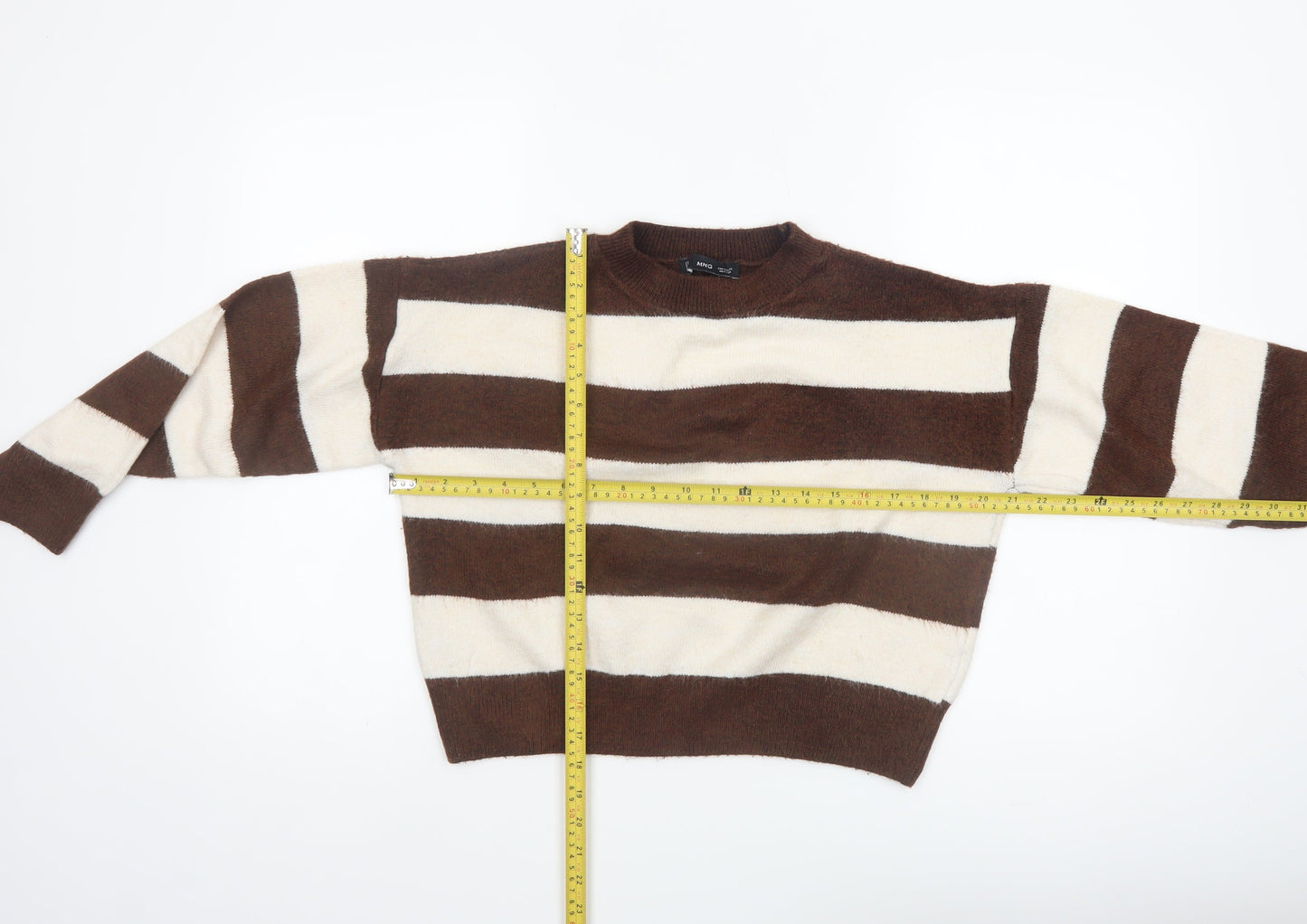 Mango Women Brown Stripe Knit Pullover Jumper XS