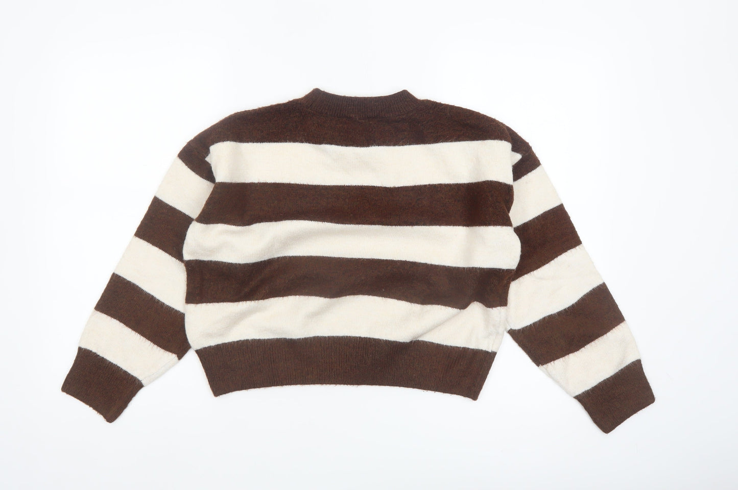 Mango Women Brown Stripe Knit Pullover Jumper XS