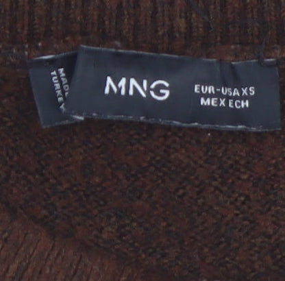 Mango Women Brown Stripe Knit Pullover Jumper XS