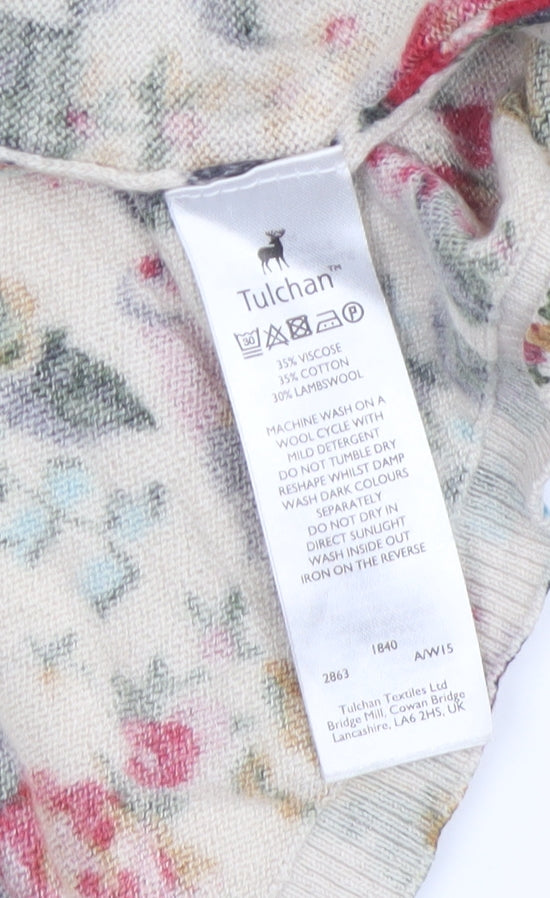 Tulchan Womens Multicoloured XXL Floral Bird Print Cardigan