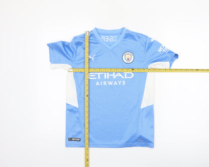 Puma Boys Blue Manchester City Football Jersey 11-12 Years Short Sleeve
