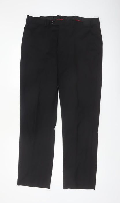 Alfani Men's Black Slim Fit Dress Trousers 36x32 Polyester Blend