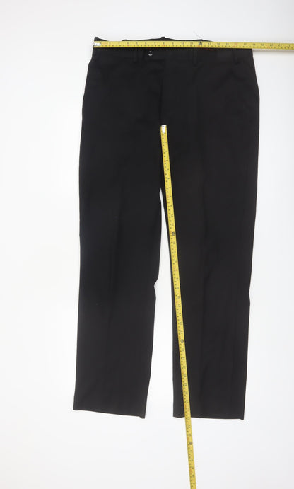 Alfani Men's Black Slim Fit Dress Trousers 36x32 Polyester Blend
