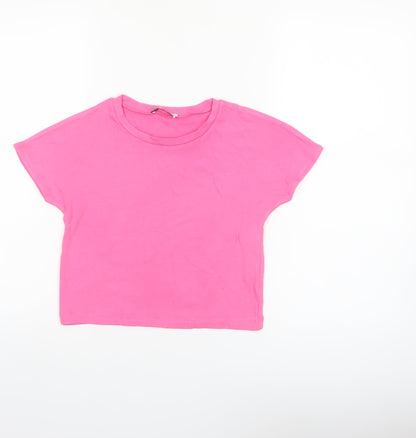 Zara Women's Pink Basic Short Sleeve T-Shirt Size 8 Viscose Blend