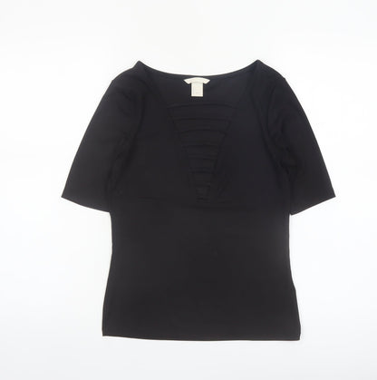 H&M Women’s Black Short Sleeve V-Neck Stretch Blouse Size S