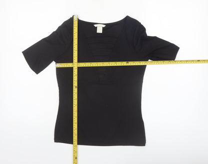 H&M Women’s Black Short Sleeve V-Neck Stretch Blouse Size S