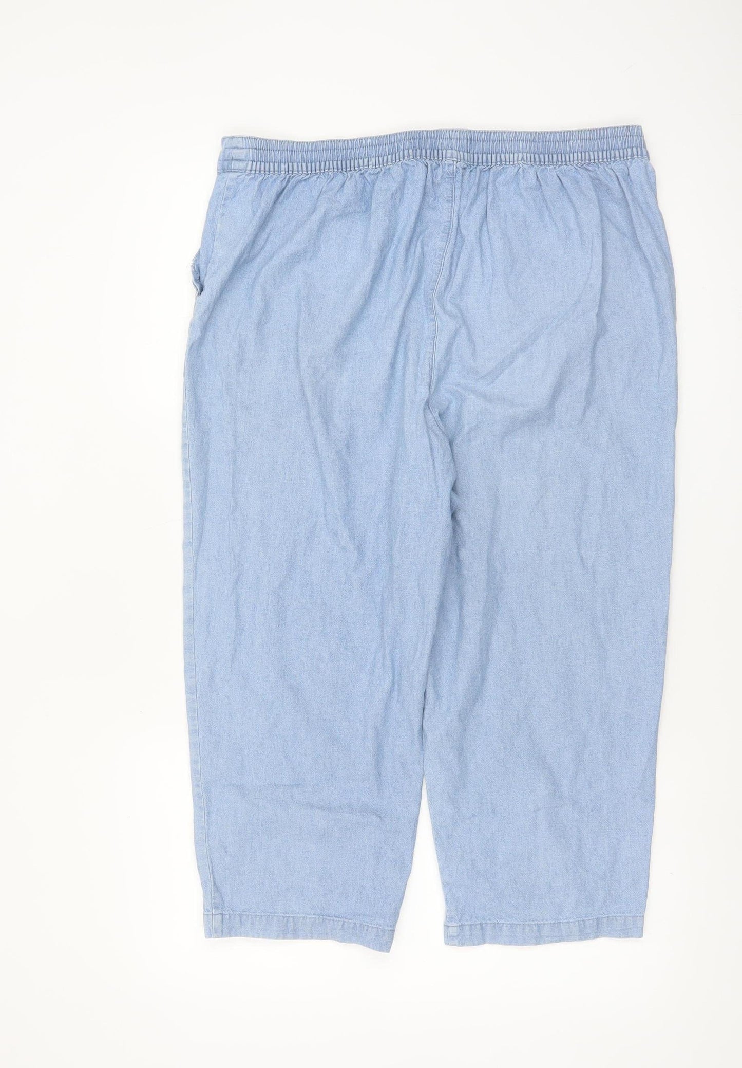Isle Essentials Women’s Blue Cotton Cropped Trousers Size 16