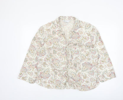 BHS Women’s Multicoloured Floral Cotton Long Sleeve Blouse Size 20