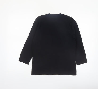 Berkertex Women Black Floral Embroidered Knit Cardigan Size 14