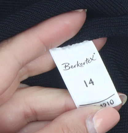 Berkertex Women Black Floral Embroidered Knit Cardigan Size 14