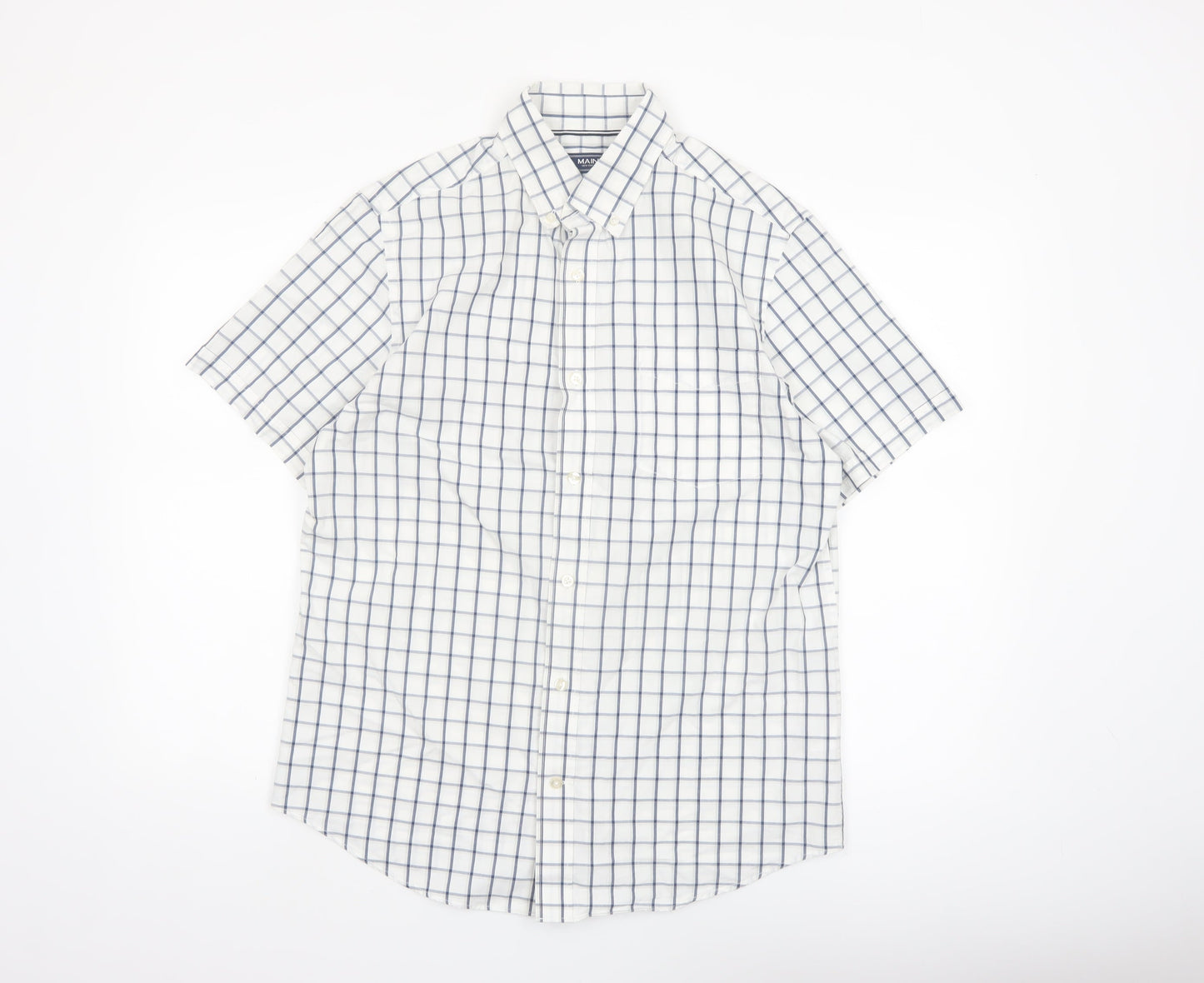 Maine New England Men’s White Check Short Sleeve Button-Up Shirt M