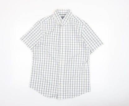 Maine New England Men’s White Check Short Sleeve Button-Up Shirt M