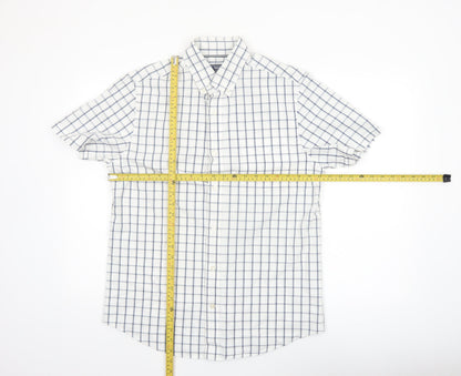 Maine New England Men’s White Check Short Sleeve Button-Up Shirt M