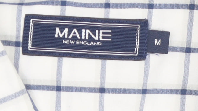 Maine New England Men’s White Check Short Sleeve Button-Up Shirt M
