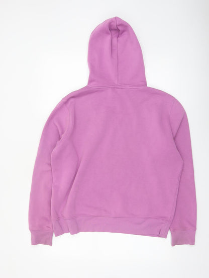 Fila Women Pink Pullover Hoodie UK 14 Stylish Logo Cotton Blend
