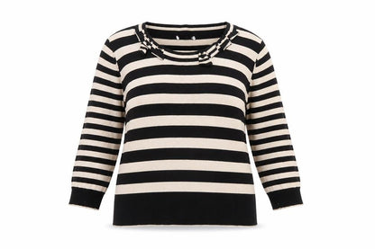 Marks and Spencer Women Black Stripe Knit Jumper Size 14 Per Una