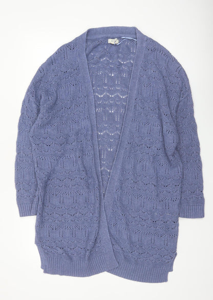 Fat Face Women's Blue Open-Knit Long Sleeve Cardigan Size 16