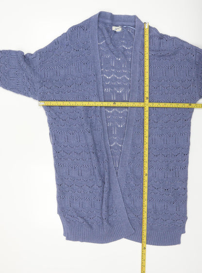 Fat Face Women's Blue Open-Knit Long Sleeve Cardigan Size 16