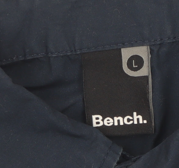Bench Men's Blue Cotton Short Sleeve Button-Up Shirt L