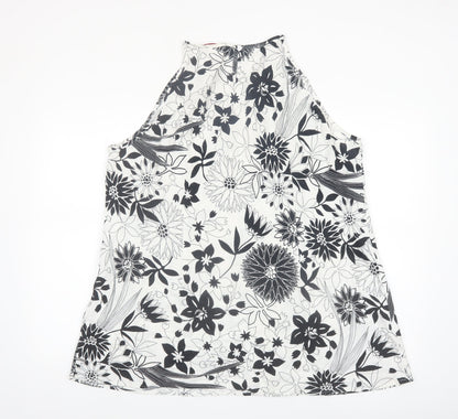 Simply Be Women's Black Floral Linen Viscose Sleeveless Halter Blouse Size 24