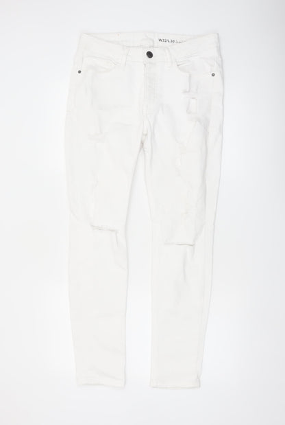 Denim Co Men's White Skinny Jeans W32 L30 Distressed Denim