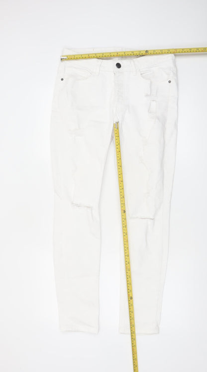 Denim Co Men's White Skinny Jeans W32 L30 Distressed Denim