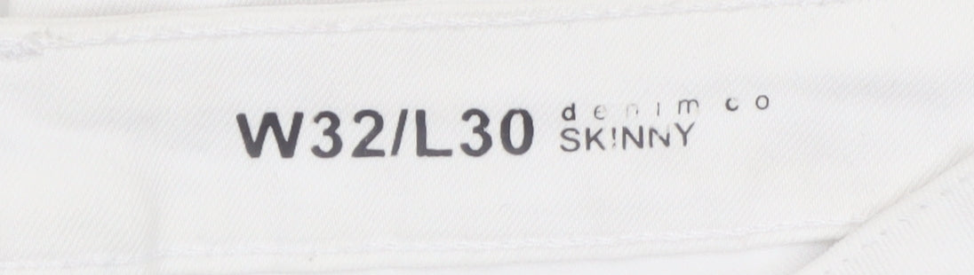 Denim Co Men's White Skinny Jeans W32 L30 Distressed Denim