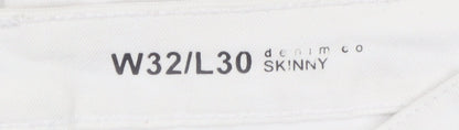 Denim Co Men's White Skinny Jeans W32 L30 Distressed Denim