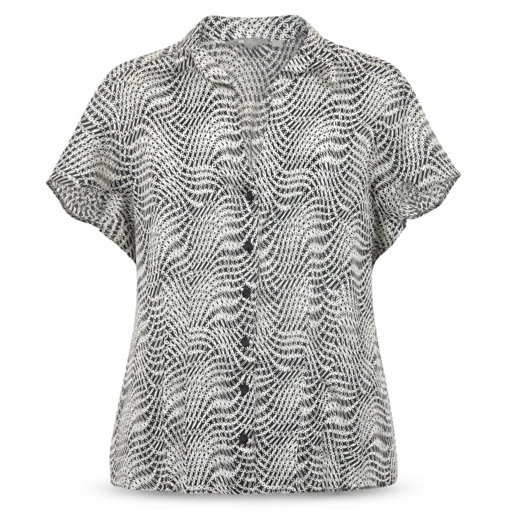 Mia Moda Womens Black Geometric Button-Up Shirt Size 12