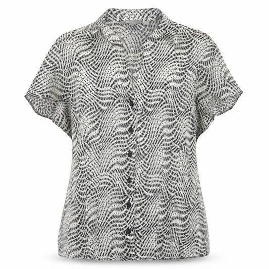 Mia Moda Womens Black Geometric Button-Up Shirt Size 12