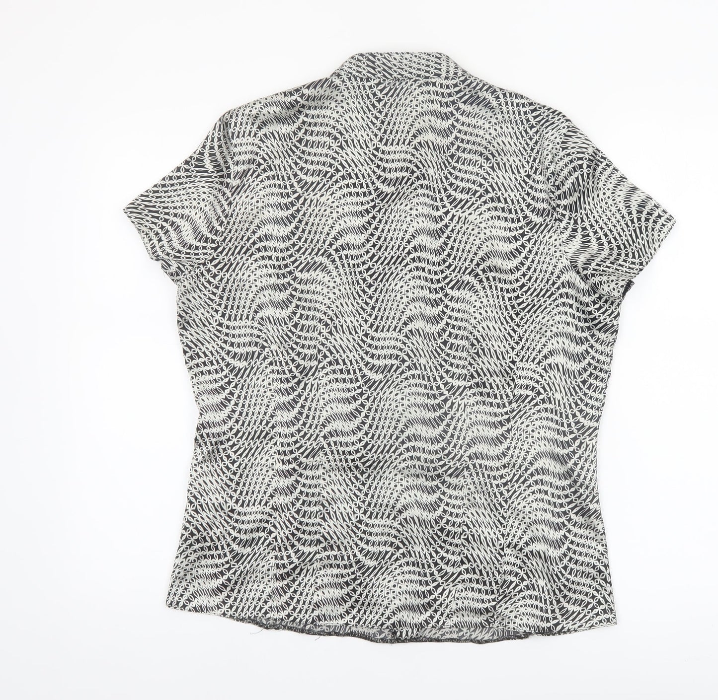 Mia Moda Womens Black Geometric Button-Up Shirt Size 12