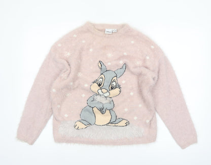 Disney Women Pink Thumper Long Sleeve Knit Jumper Medium