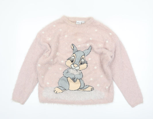 Disney Women Pink Thumper Long Sleeve Knit Jumper Medium