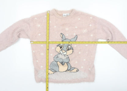 Disney Women Pink Thumper Long Sleeve Knit Jumper Medium
