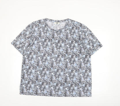 Marks and Spencer Womens Blue Floral Short Sleeve T-Shirt Size 18