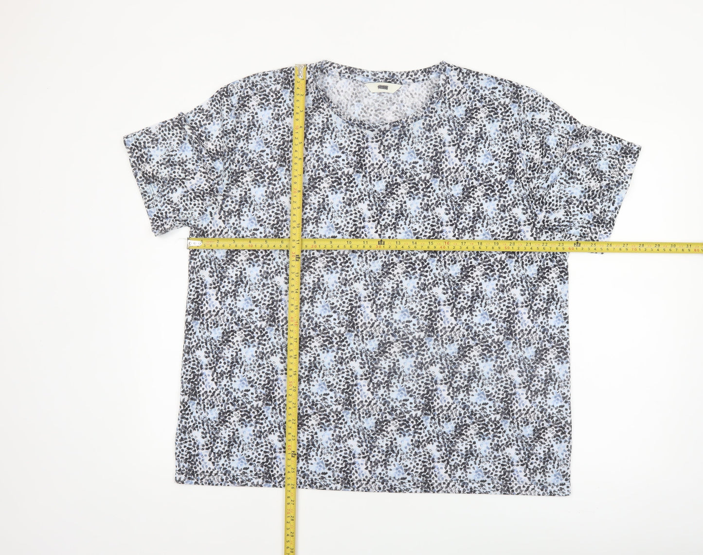 Marks and Spencer Womens Blue Floral Short Sleeve T-Shirt Size 18