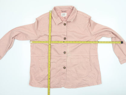 White Stuff Women Pink Cotton Jacket Size 20 Buttoned Casual Style