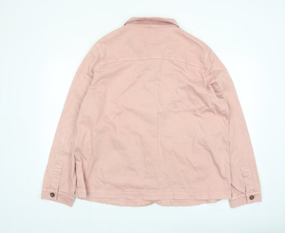 White Stuff Women Pink Cotton Jacket Size 20 Buttoned Casual Style