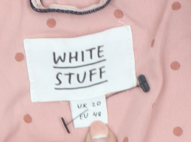 White Stuff Women Pink Cotton Jacket Size 20 Buttoned Casual Style
