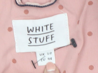 White Stuff Women Pink Cotton Jacket Size 20 Buttoned Casual Style