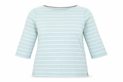 Mountain Warehouse Womens Blue Striped 3/4 Sleeve Cotton Boat Neck Top UK 20