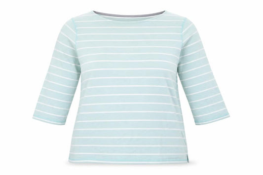 Mountain Warehouse Womens Blue Striped 3/4 Sleeve Cotton Boat Neck Top UK 20