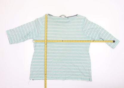 Mountain Warehouse Womens Blue Striped 3/4 Sleeve Cotton Boat Neck Top UK 20